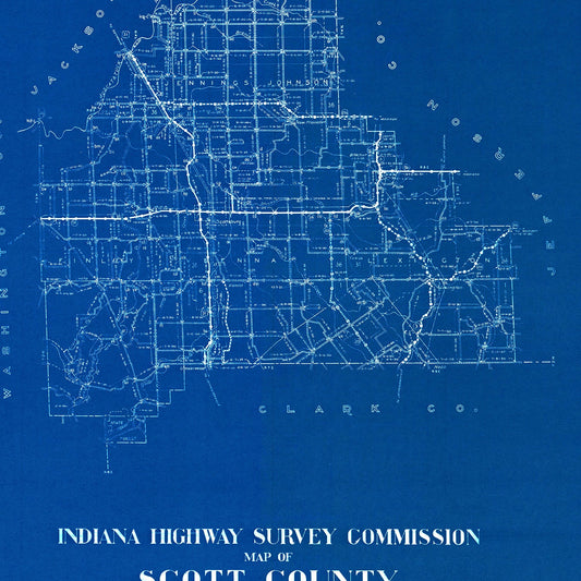 Vintage Map of Scott County, Indiana, 1936
