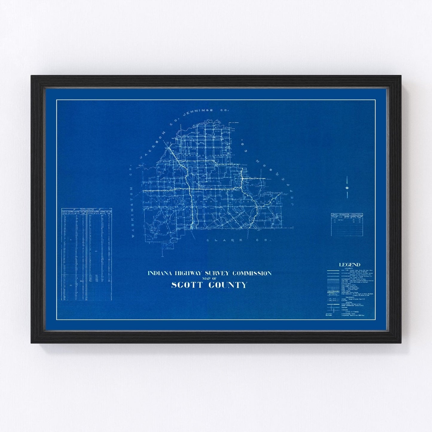 vintage map of Scott County, Indiana, 1936