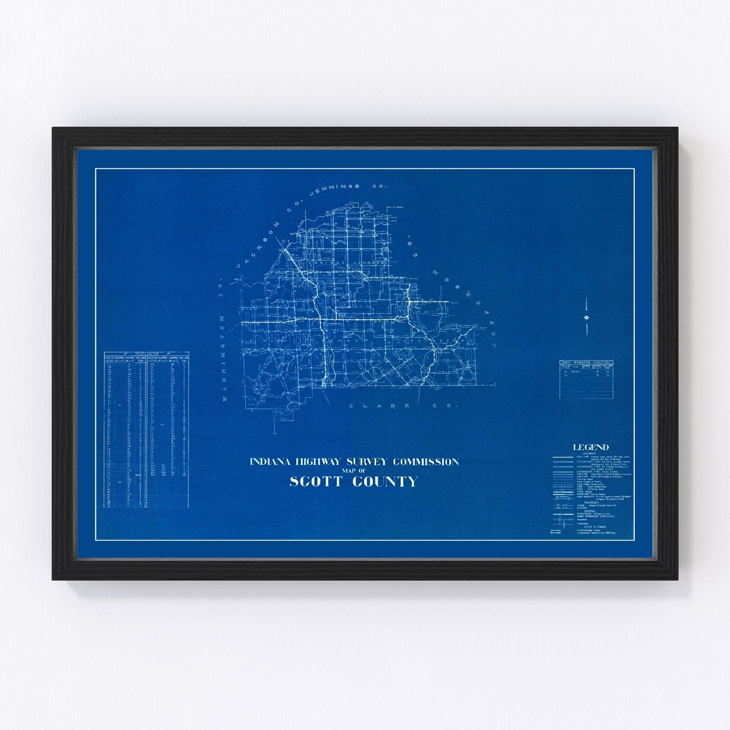 vintage map of Scott County, Indiana, 1936