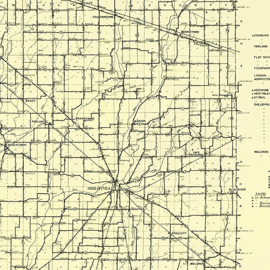 Vintage Map of Shelby County, Indiana, 1909