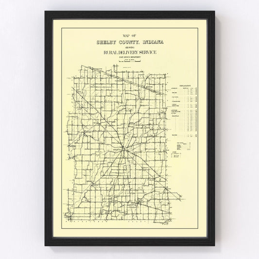 Vintage map of Shelby County, Indiana, 1909
