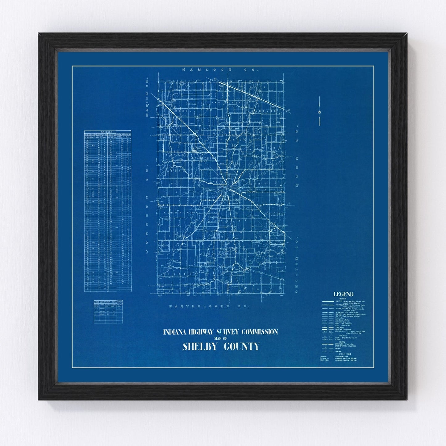 vintage map of Shelby County, Indiana, 1936