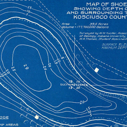 Vintage Shoe Lake Indiana Map, 1922