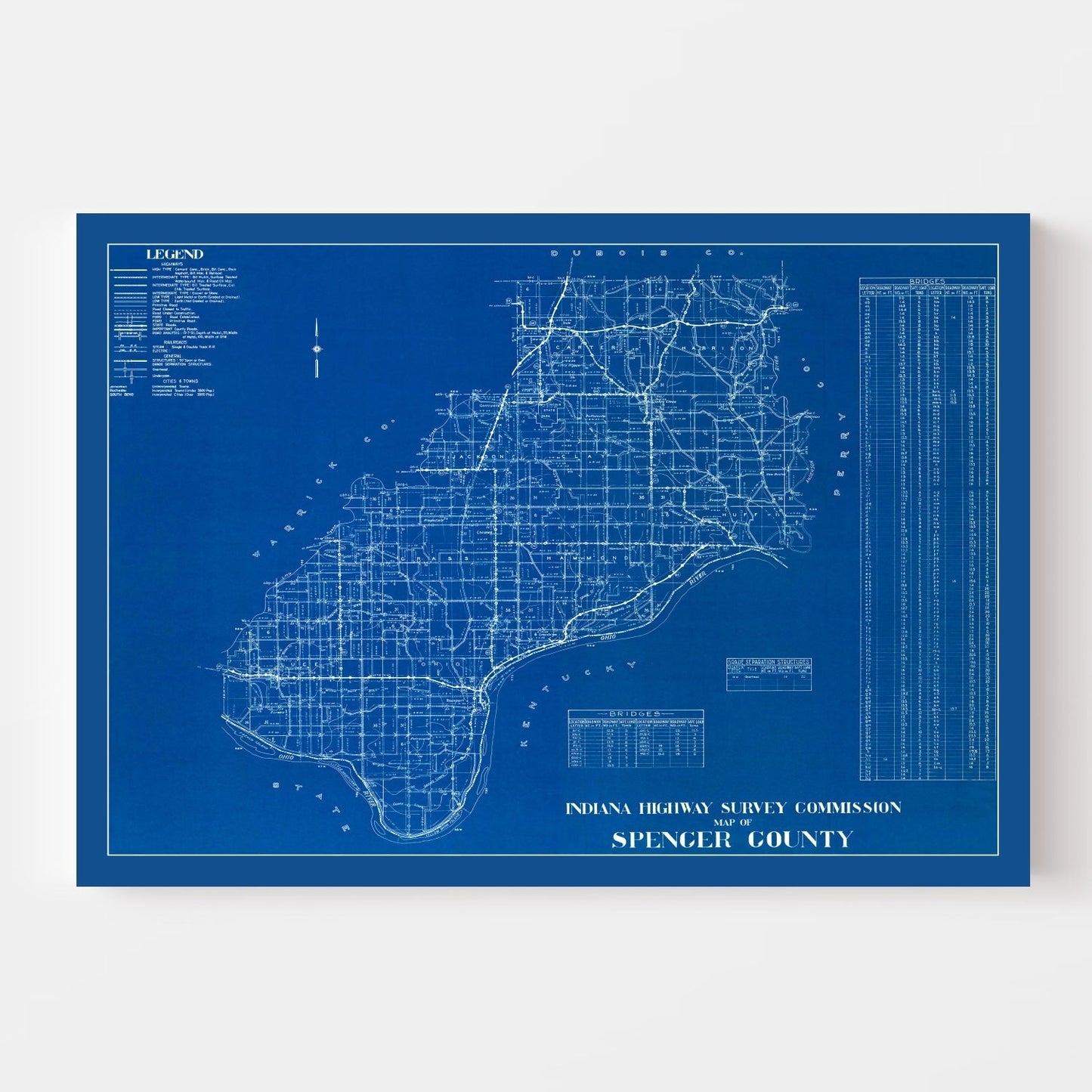 Vintage Map of Spencer County, Indiana, 1936