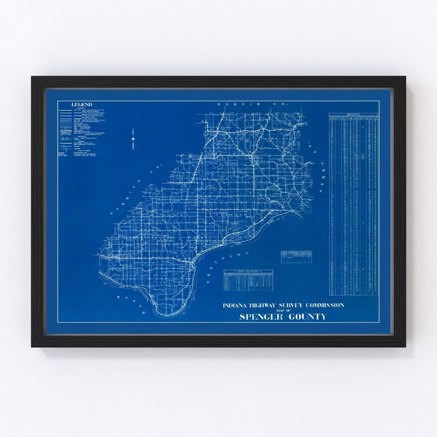Vintage map of Spencer County, Indiana, 1936