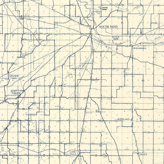 Vintage Map of St. Joseph County, Indiana, 1910