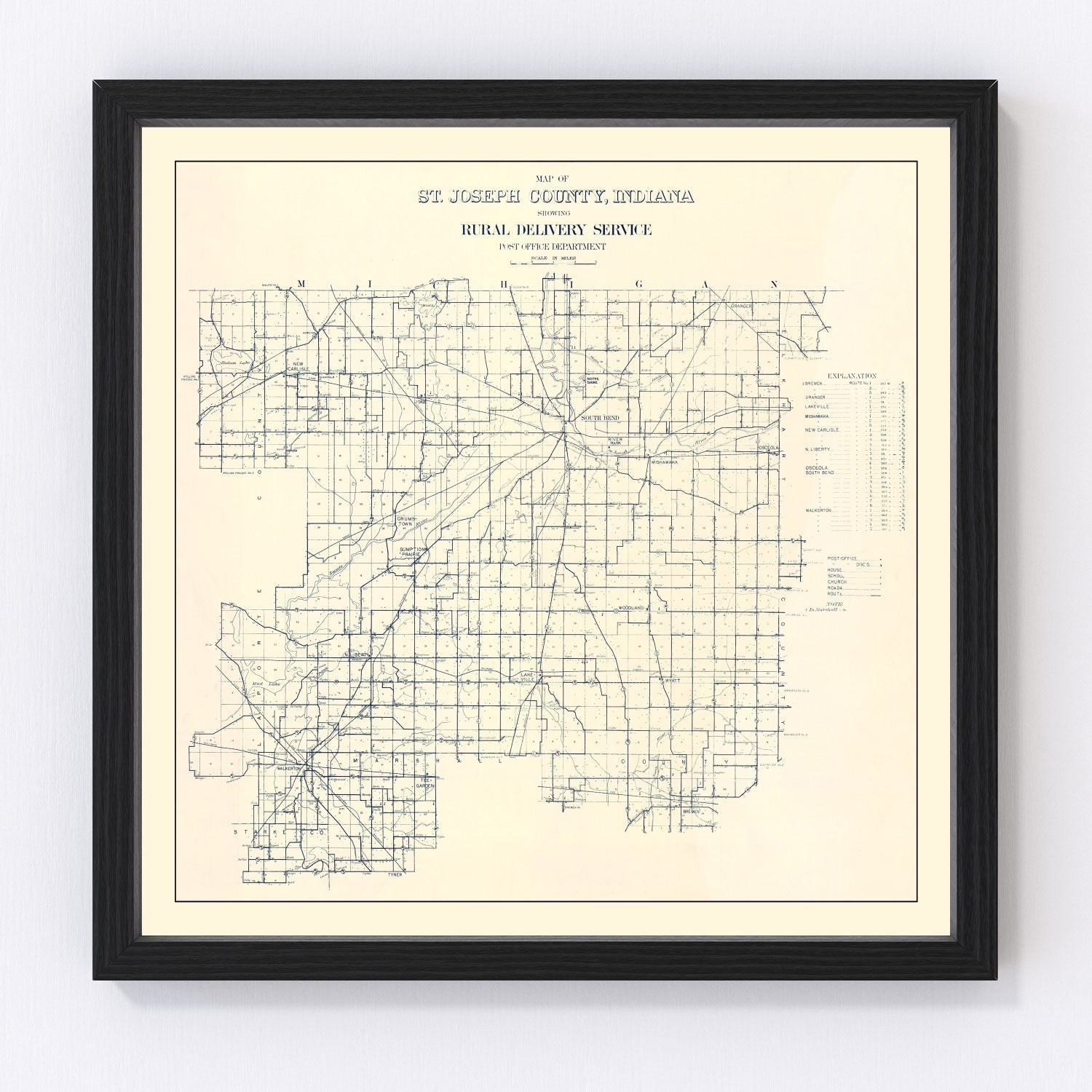 Vintage map of St. Joseph County, Indiana, 1910
