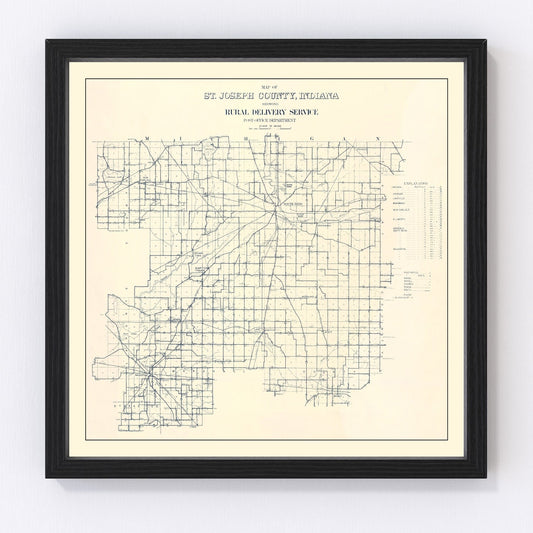 Vintage map of St. Joseph County, Indiana, 1910