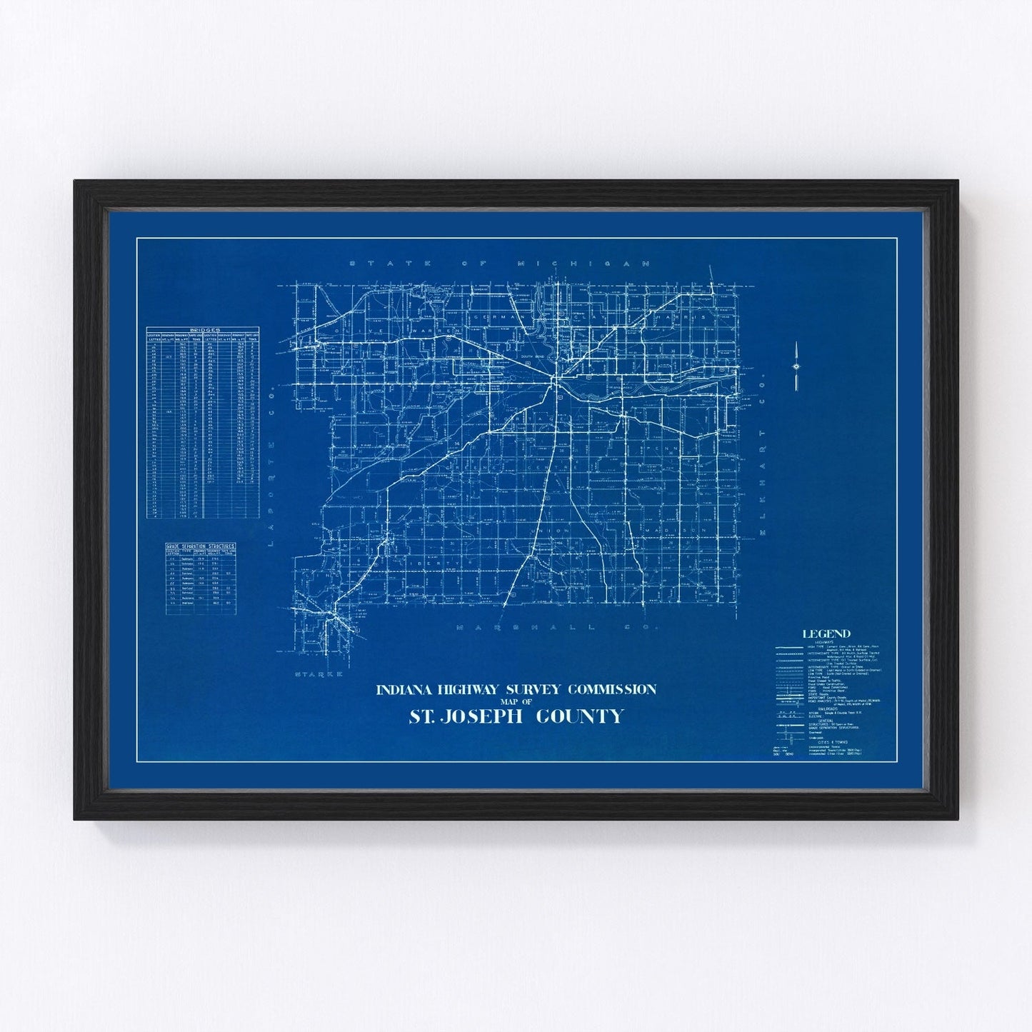 vintage map of St. Joseph County, Indiana, 1936