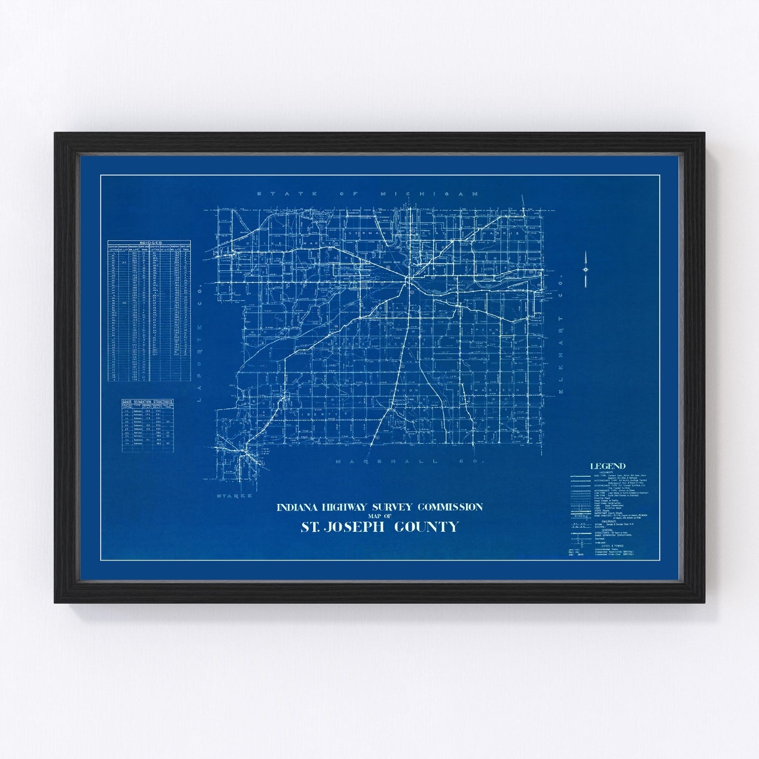 vintage map of St. Joseph County, Indiana, 1936