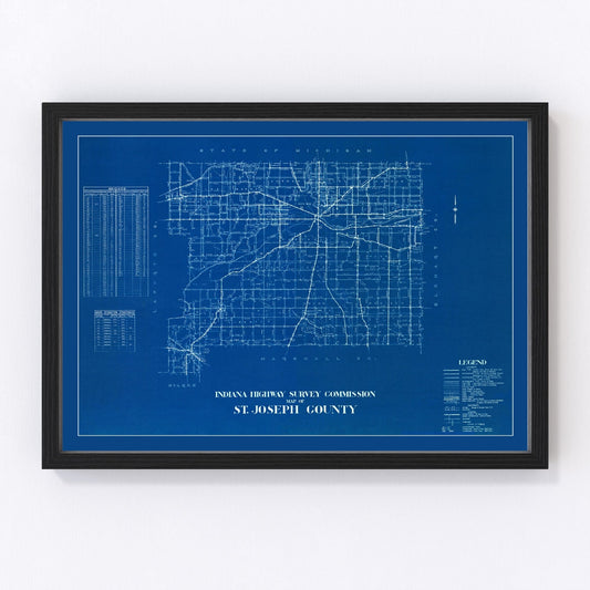vintage map of St. Joseph County, Indiana, 1936