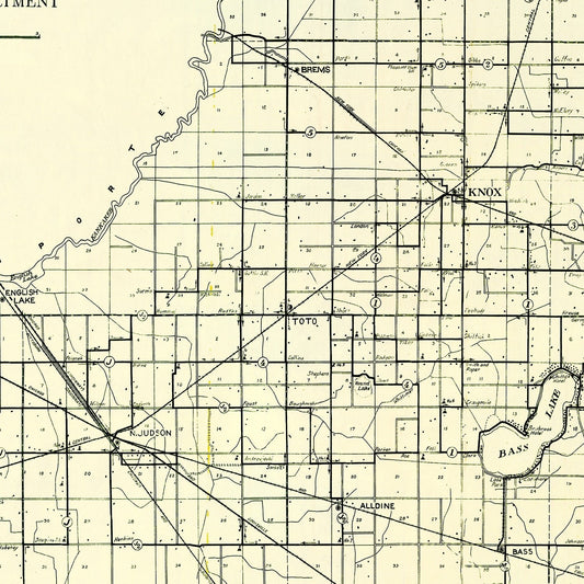 Vintage Map of Starke County, Indiana, 1909