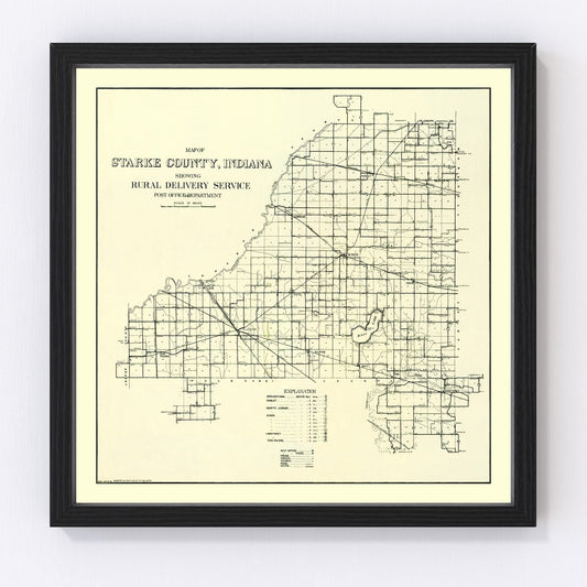 Vintage map of Starke County, Indiana, 1909