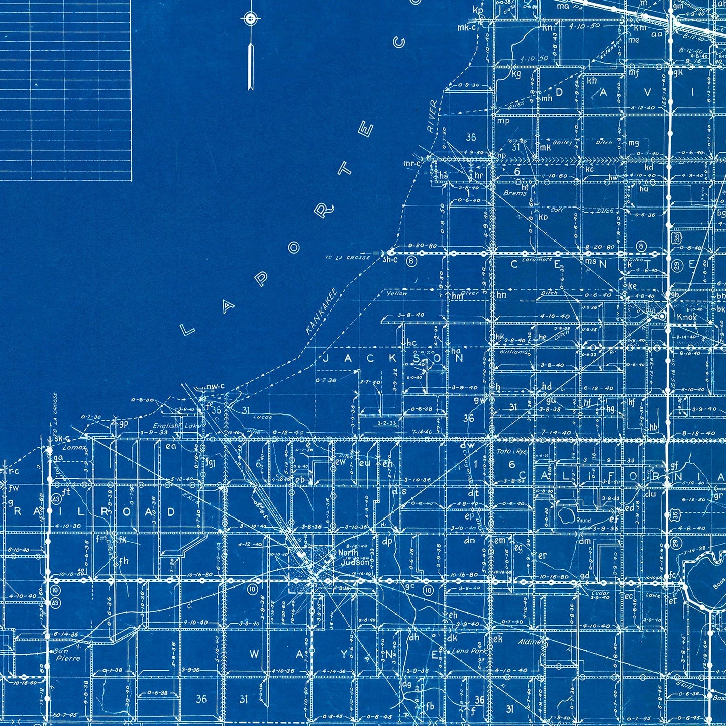 Vintage Map of Starke County, Indiana, 1936