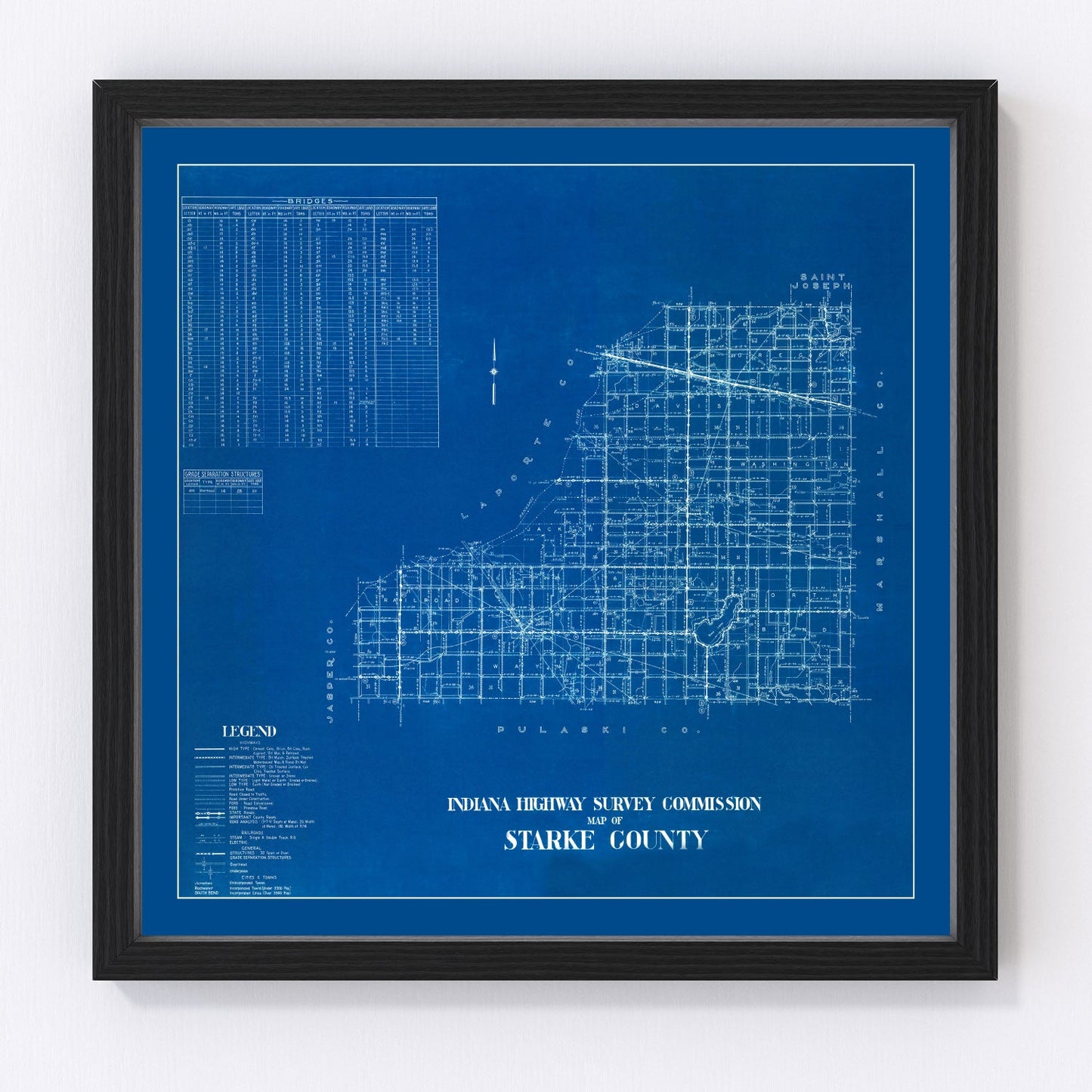 Vintage map of Starke County, Indiana, 1936