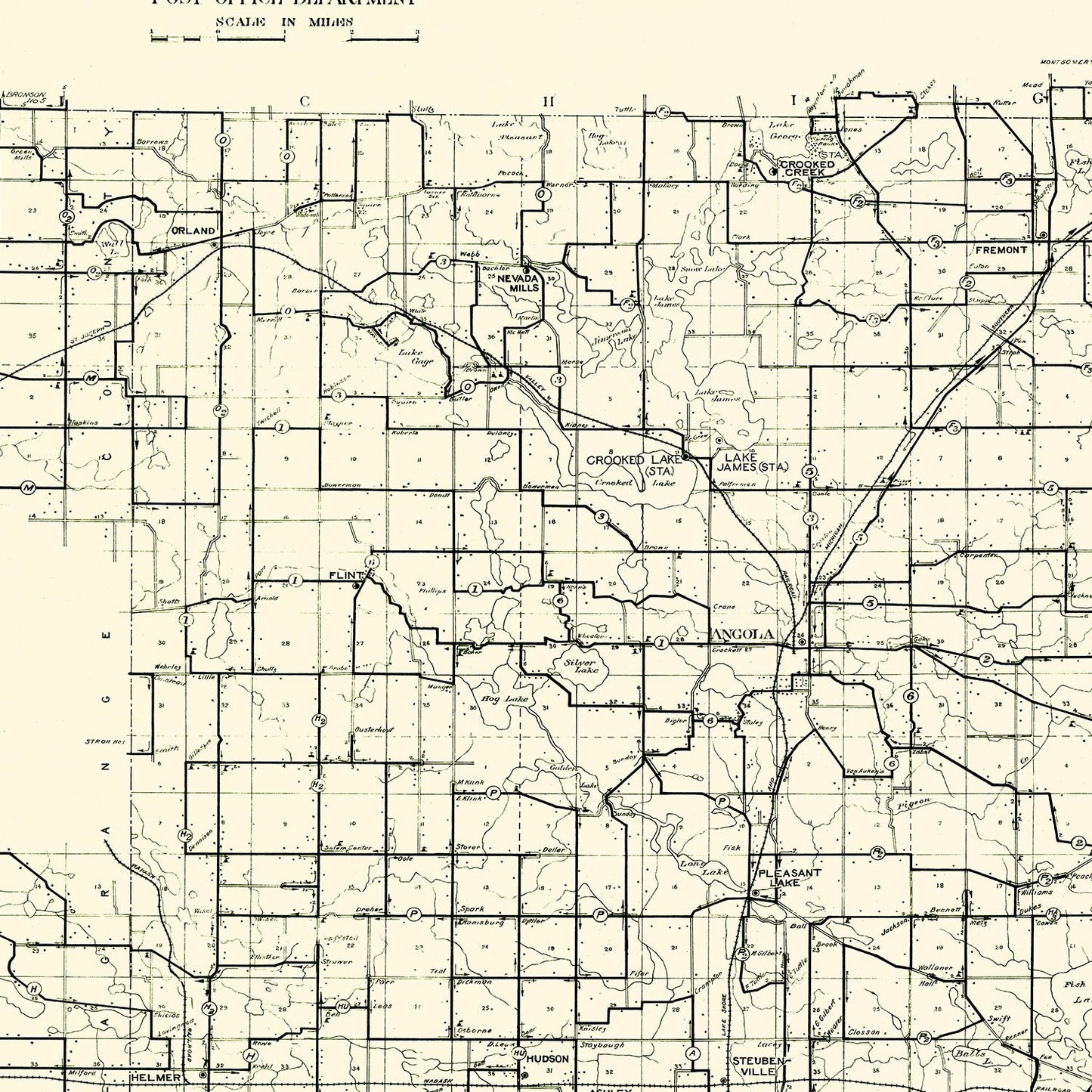 Vintage Map of Steuben County, Indiana, 1910