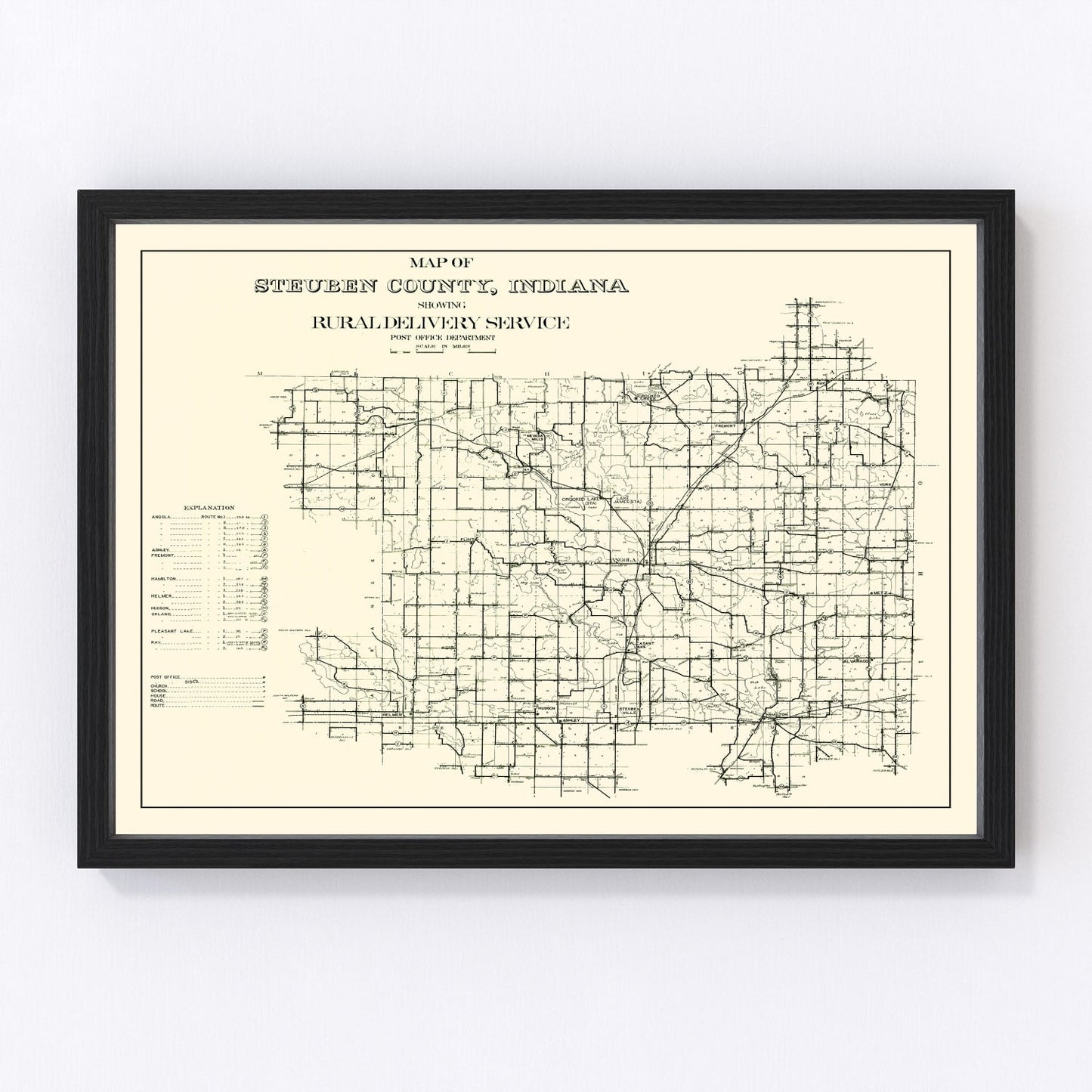 Vintage map of Steuben County, Indiana, 1910