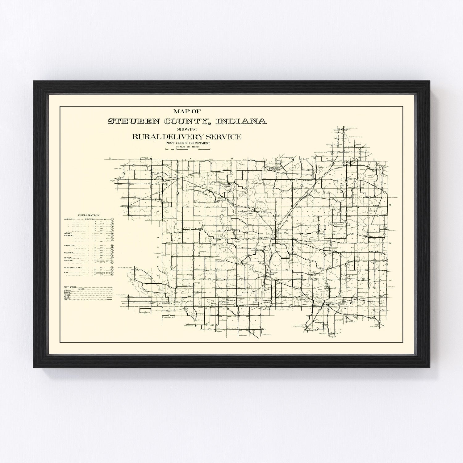 Vintage map of Steuben County, Indiana, 1910