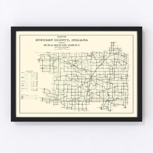 Vintage map of Steuben County, Indiana, 1910