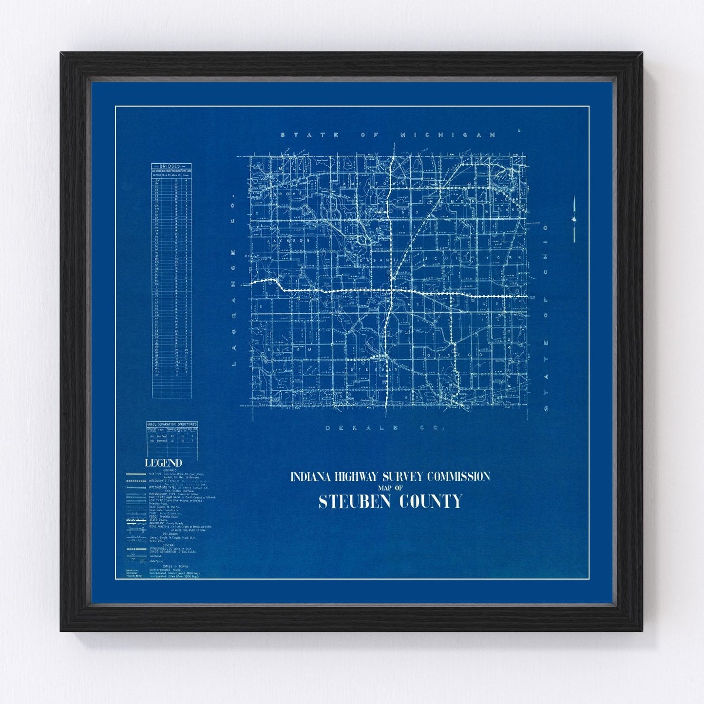 Vintage map of Steuben County, Indiana, 1936