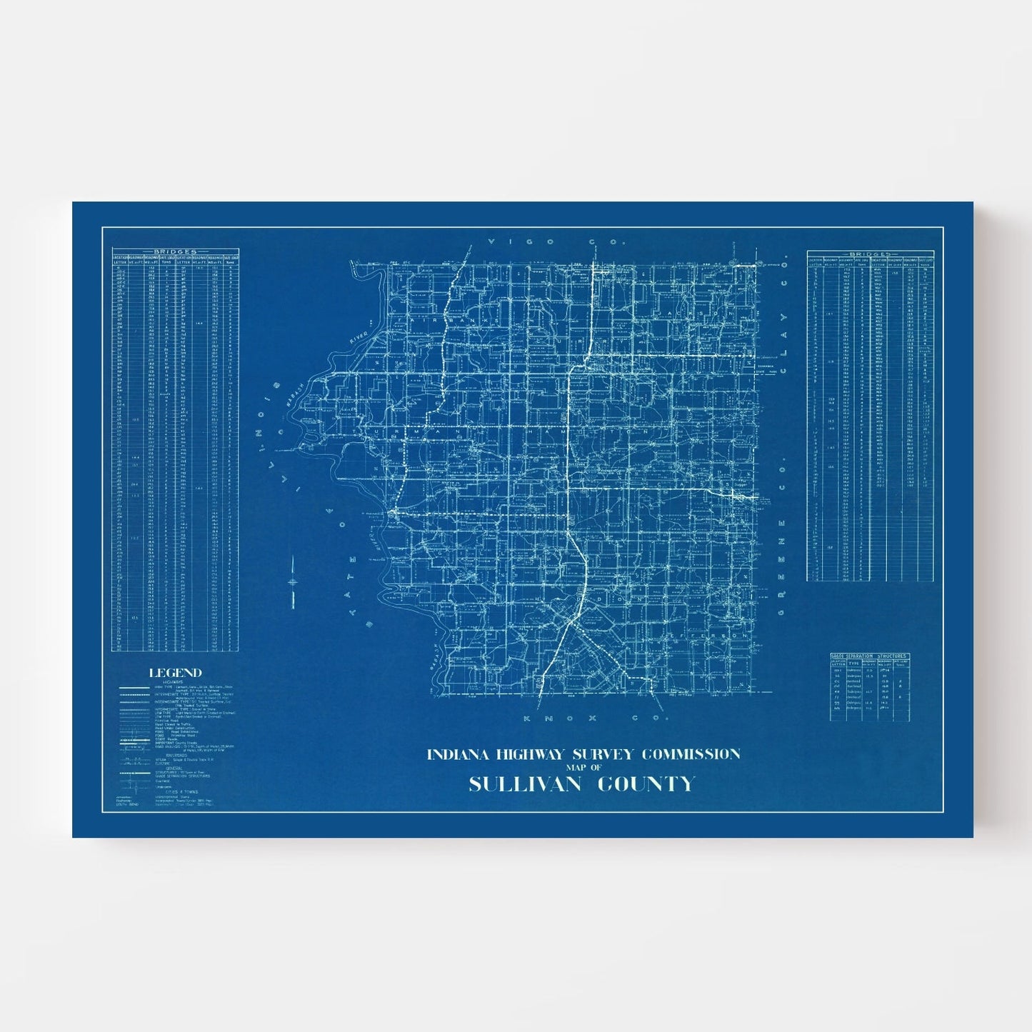 Vintage Map of Sullivan County, Indiana, 1936