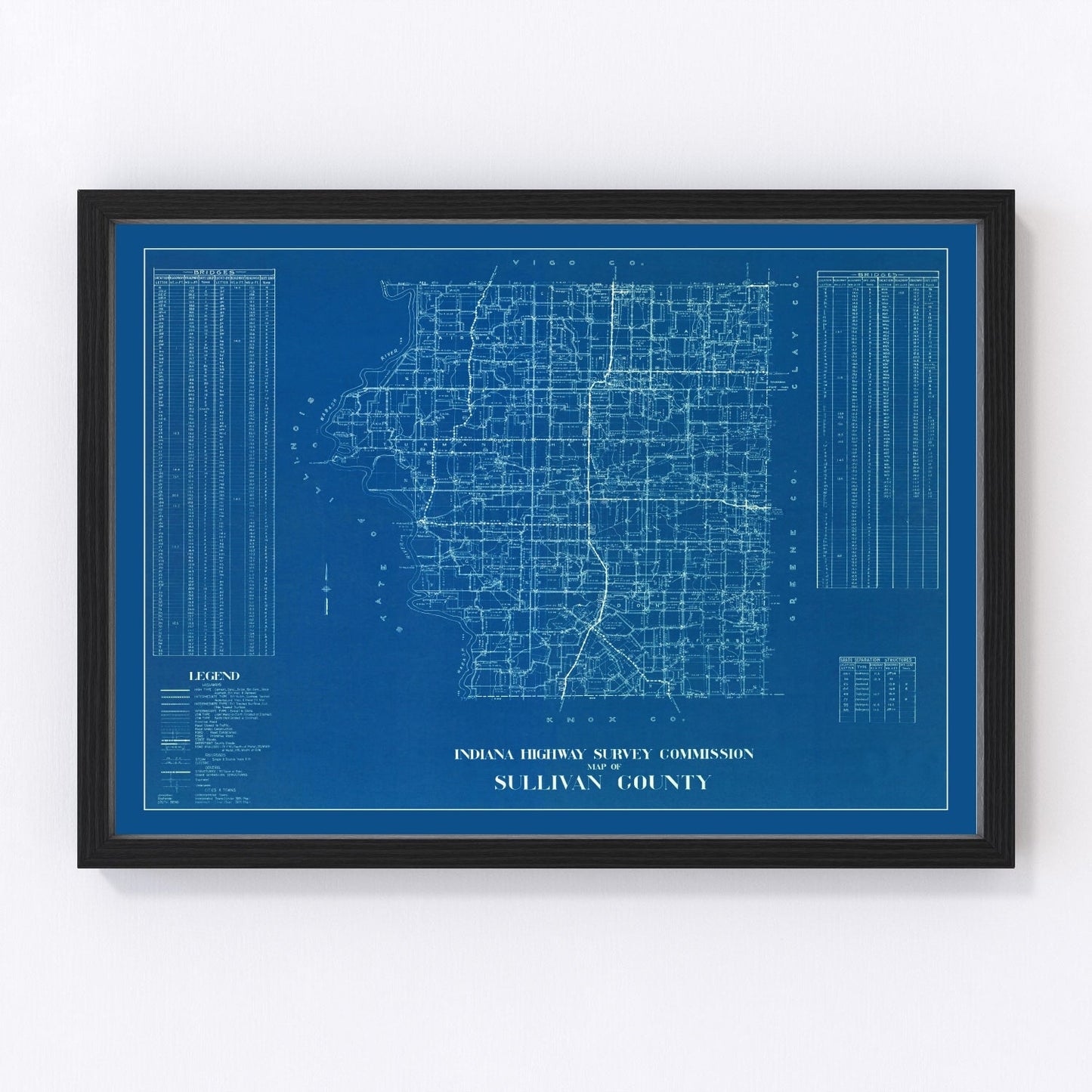 Vintage map of Sullivan County, Indiana, 1936
