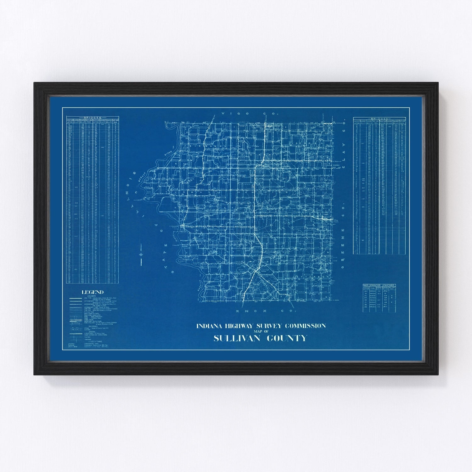 Vintage map of Sullivan County, Indiana, 1936