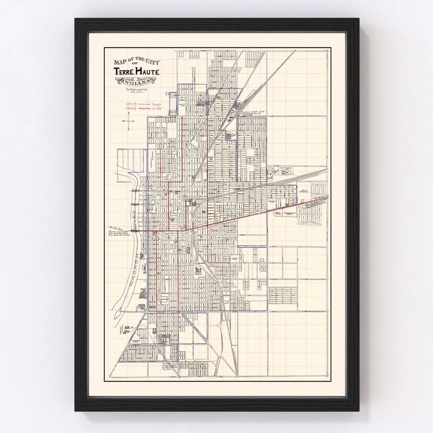 vintage map of Terre Haute, Indiana, 1907
