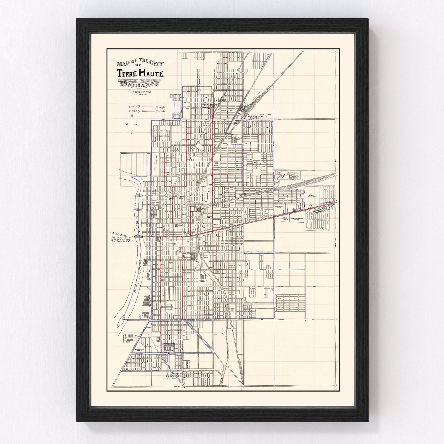 vintage map of Terre Haute, Indiana, 1907