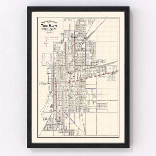 vintage map of Terre Haute, Indiana, 1907