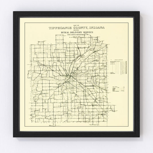 vintage map of Tippecanoe County, Indiana, 1911