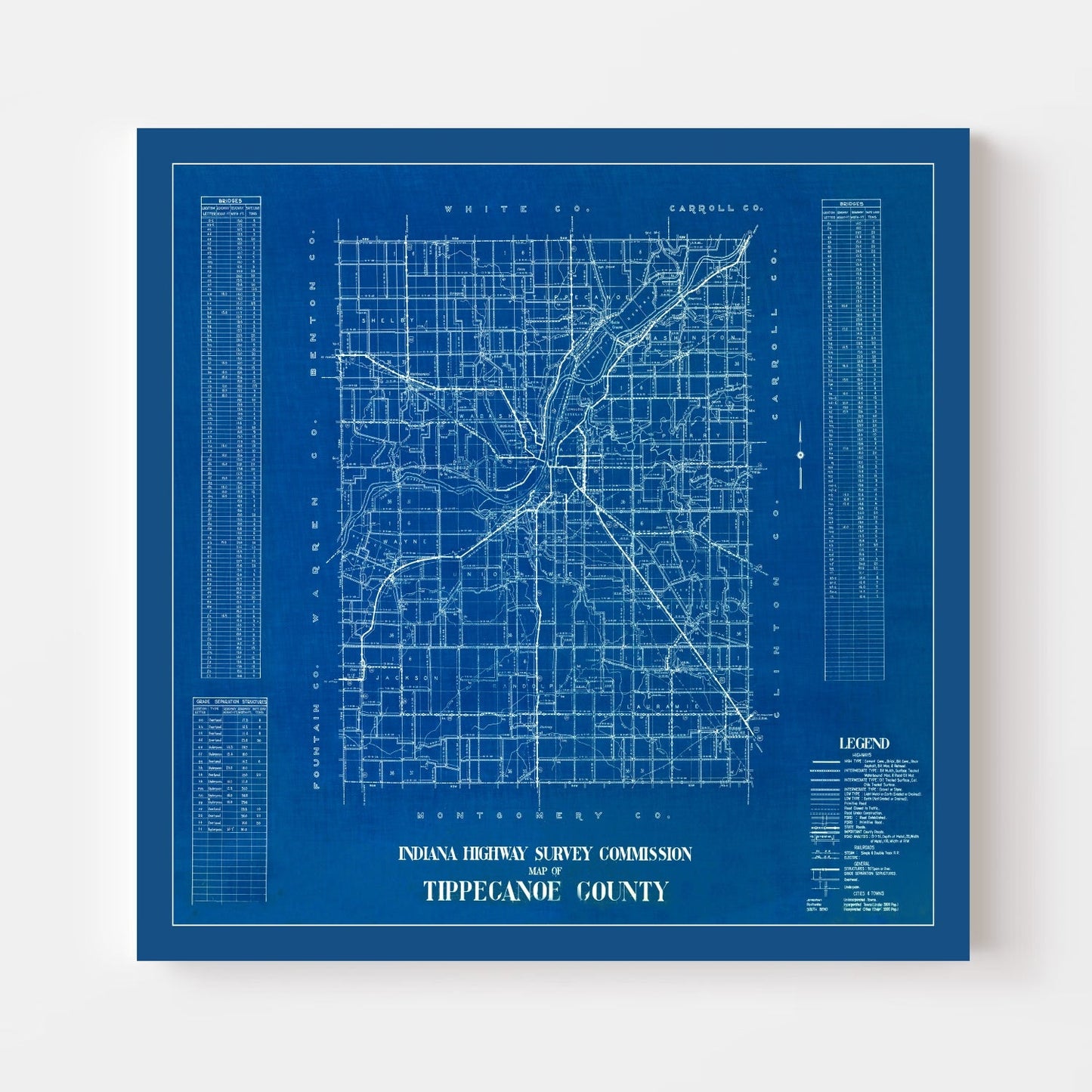 Vintage Map of Tippecanoe County, Indiana, 1936