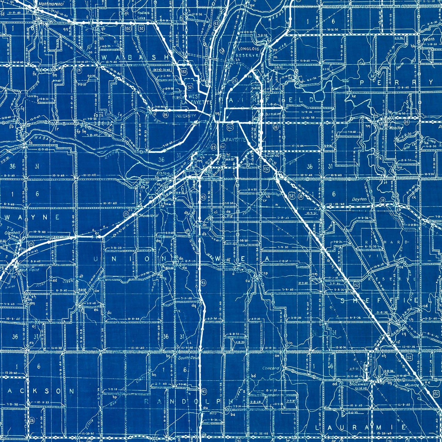 Vintage Map of Tippecanoe County, Indiana, 1936