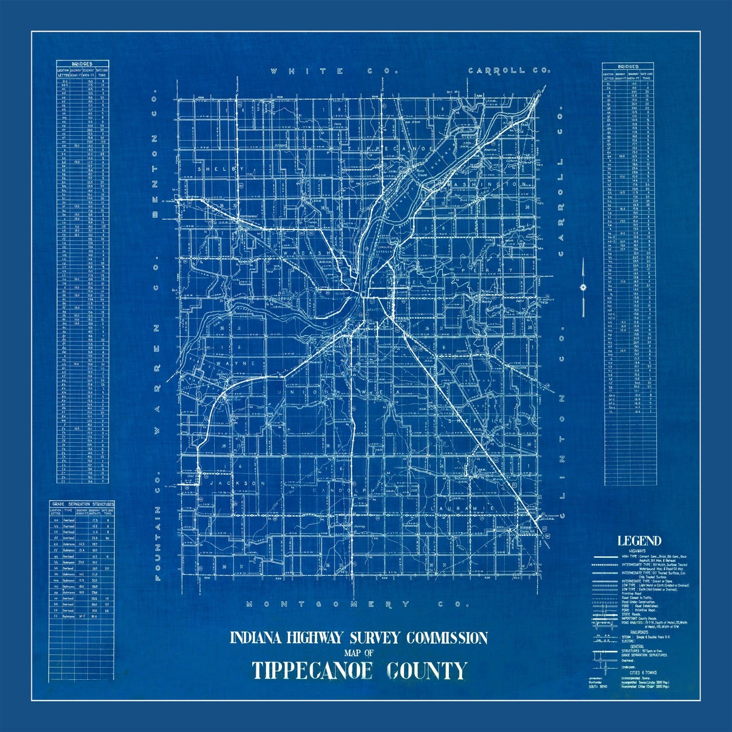 Vintage Map of Tippecanoe County, Indiana, 1936