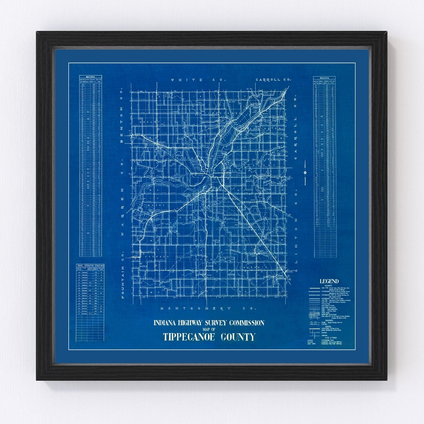 Vintage map of Tippecanoe County, Indiana, 1936