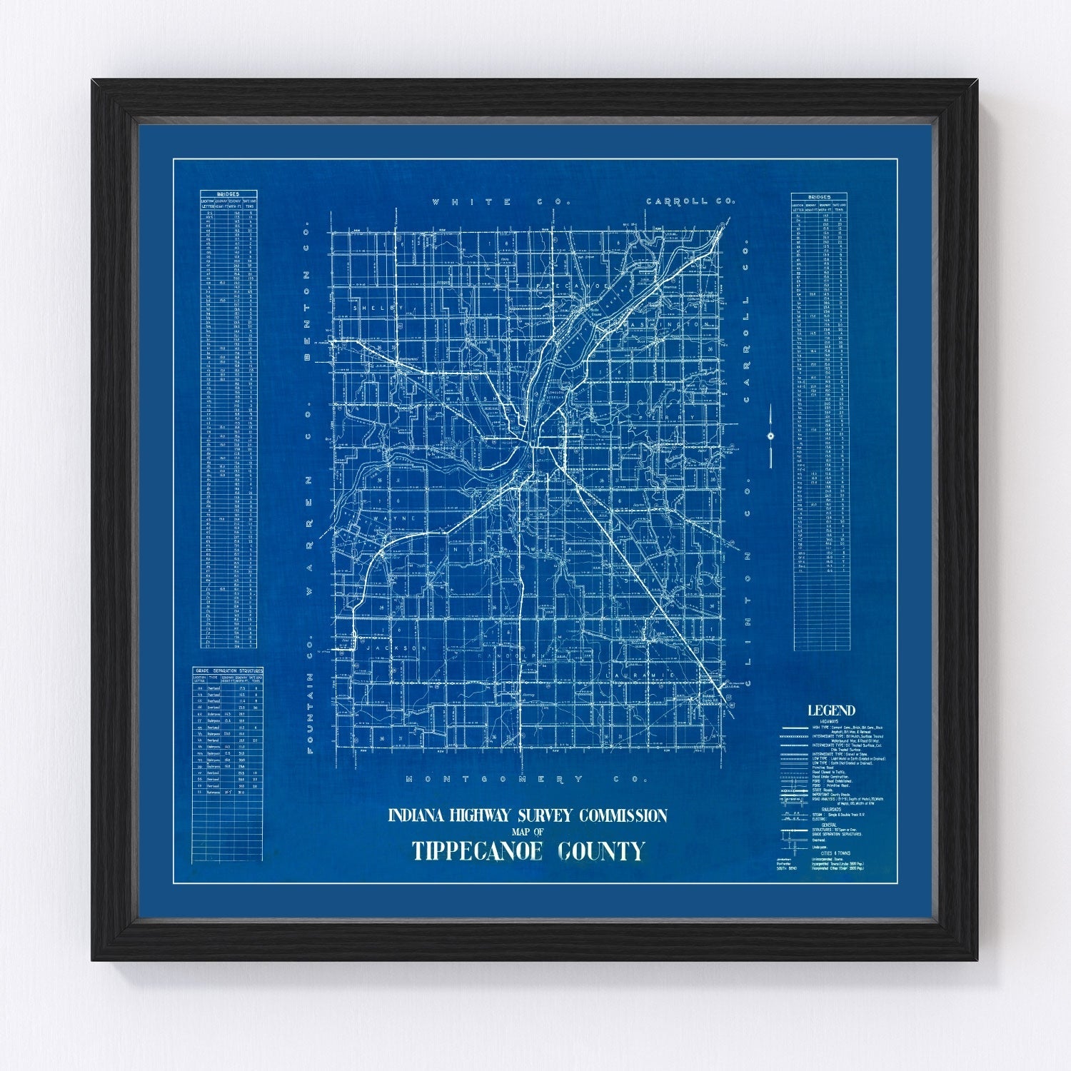 Vintage map of Tippecanoe County, Indiana, 1936