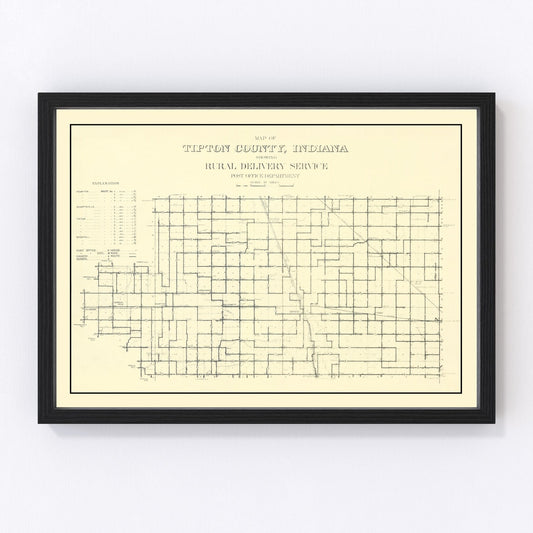 vintage map of Tipton County, Indiana, 1910