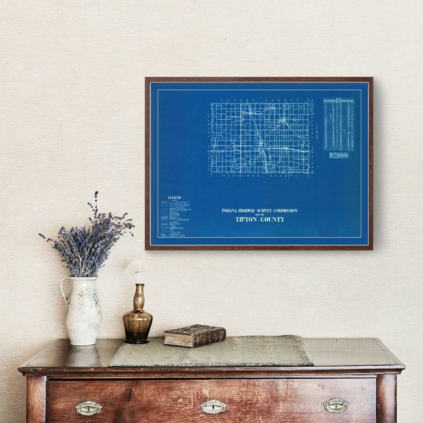 Vintage Map of Tipton County, Indiana, 1936