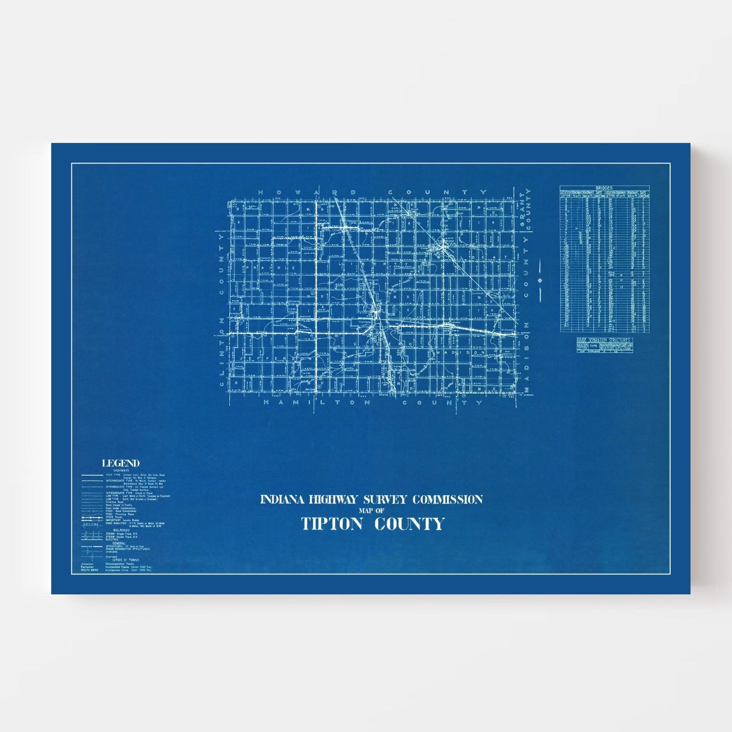 Vintage Map of Tipton County, Indiana, 1936