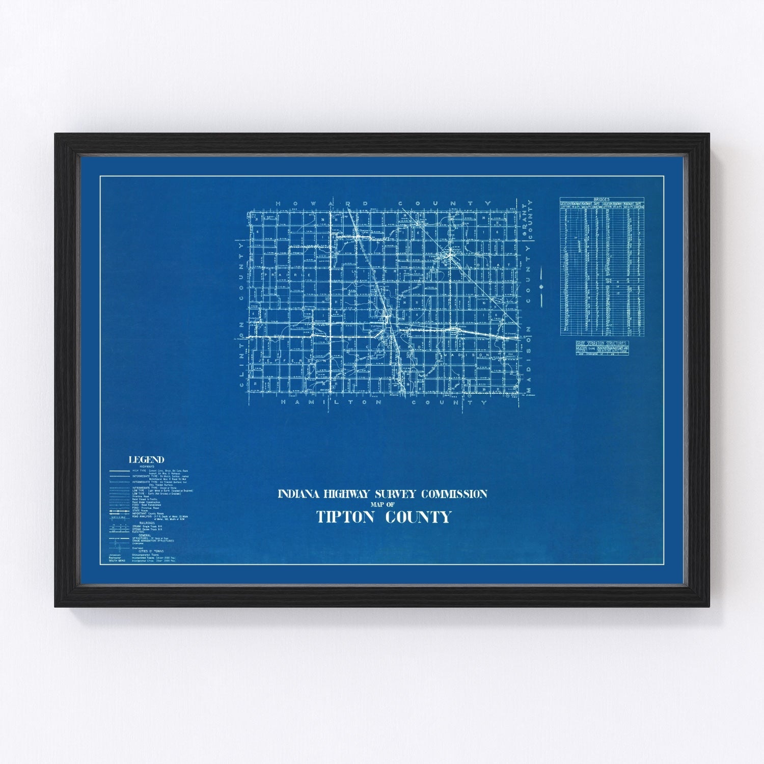 vintage map of Tipton County, Indiana, 1936