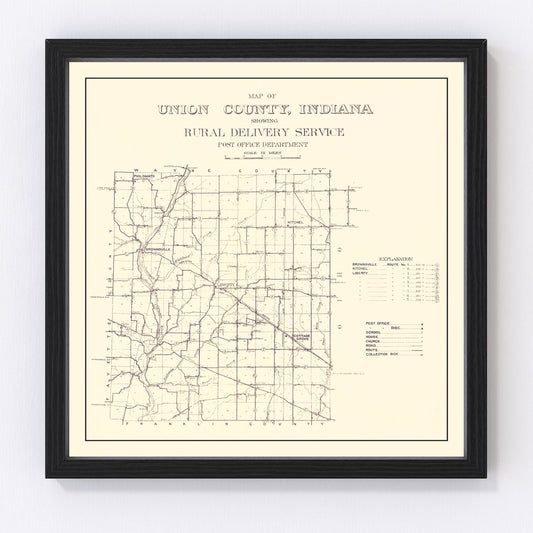 Vintage map of Union County, Indiana, 1911
