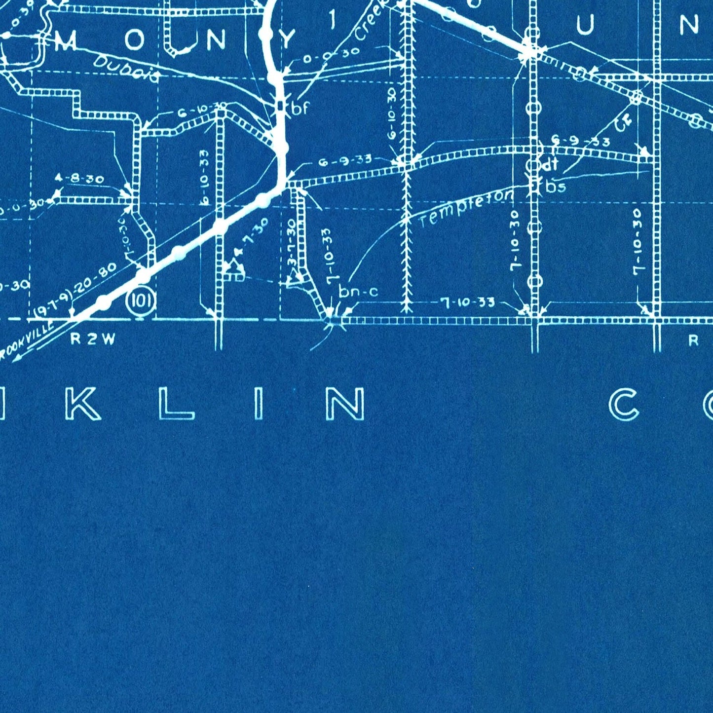 Vintage Map of Union County, Indiana, 1936