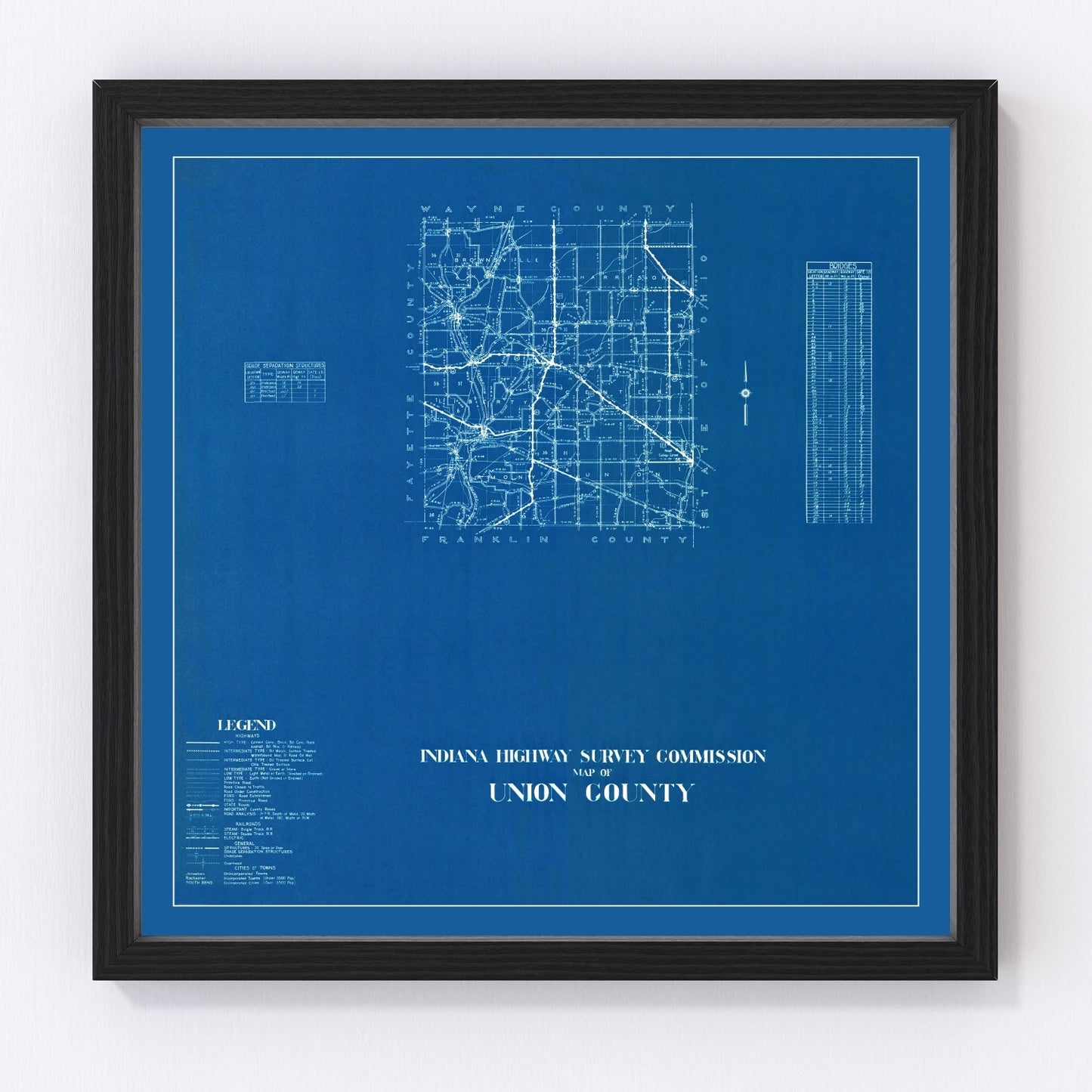 vintage map of Union County, Indiana, 1936