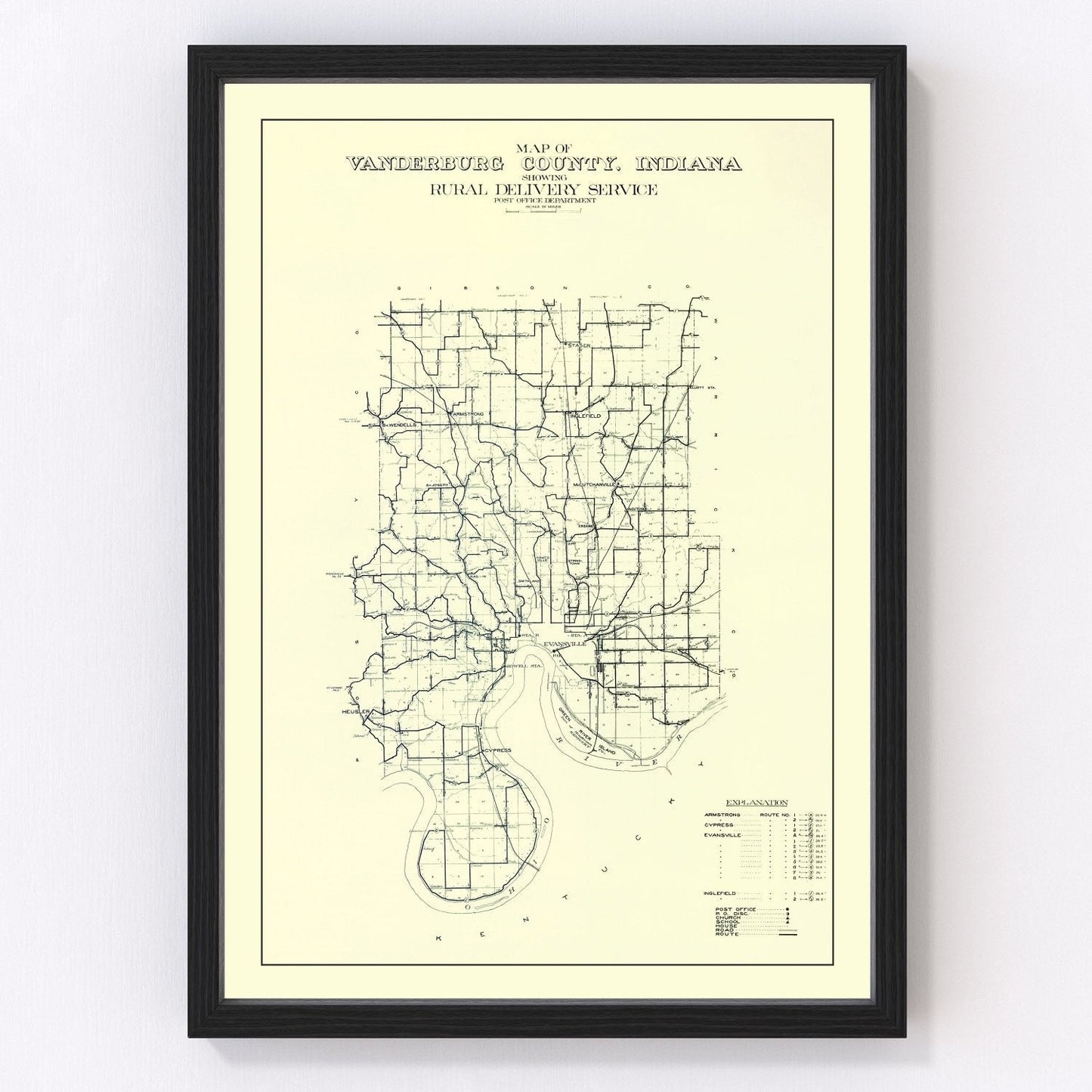 Vintage map of Vanderburgh County, Indiana, 1908