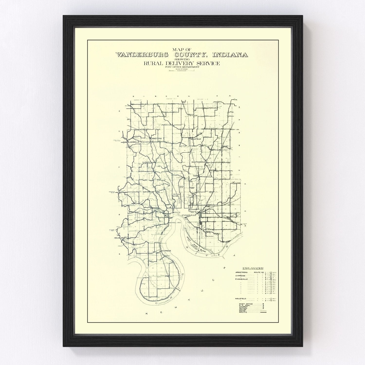Vintage map of Vanderburgh County, Indiana, 1908