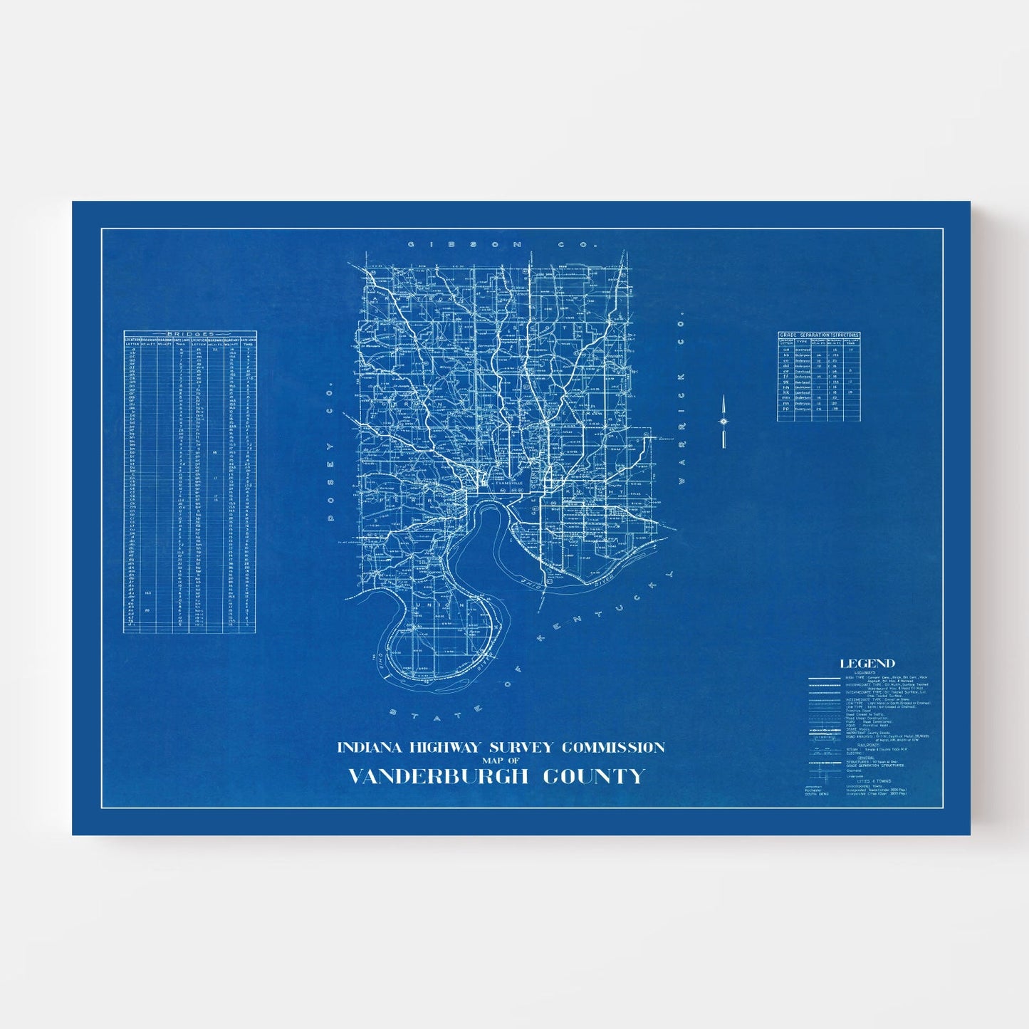 Vintage Map of Vanderburgh County, Indiana, 1936