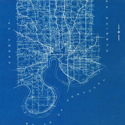 Vintage Map of Vanderburgh County, Indiana, 1936