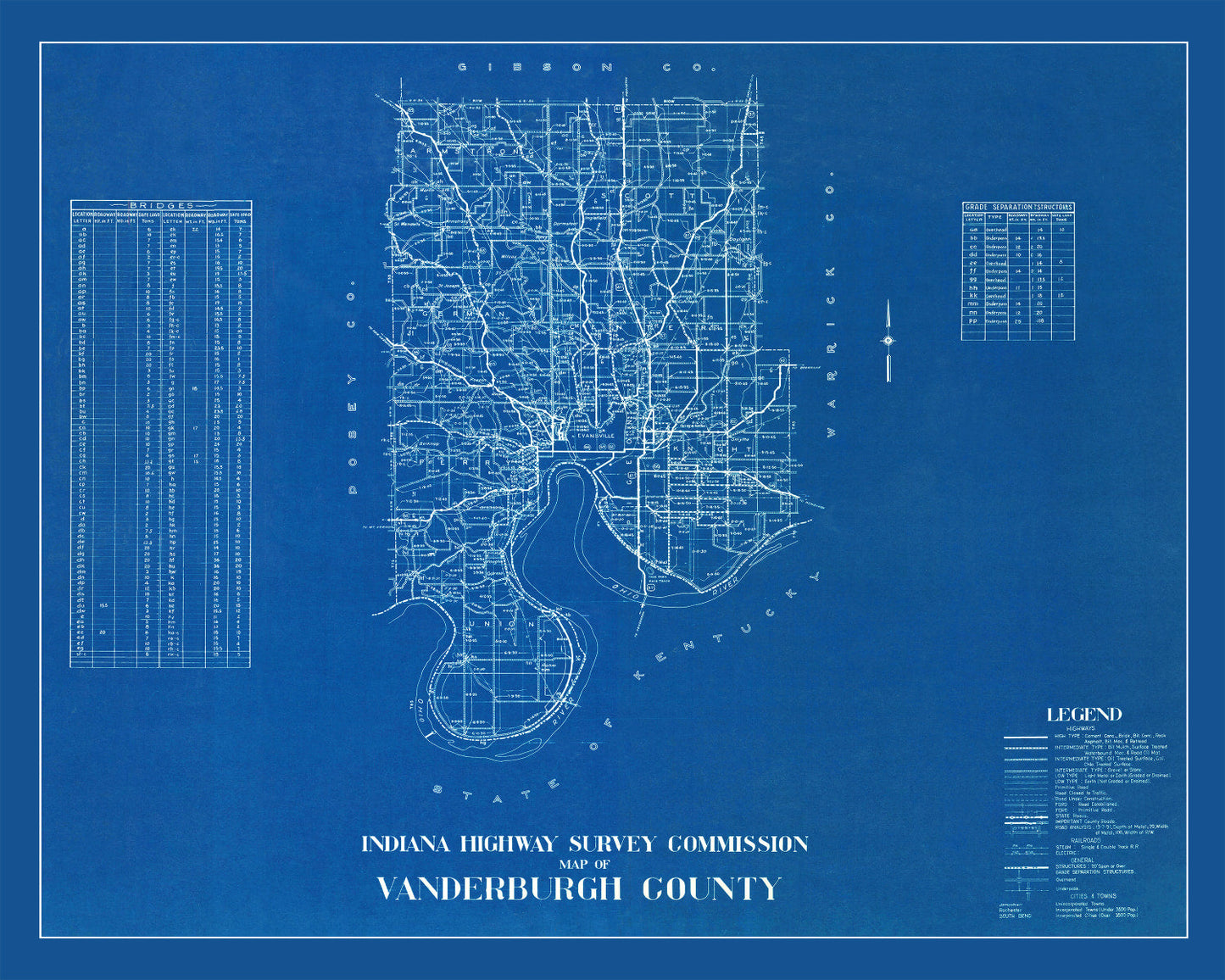 Vintage Map of Vanderburgh County, Indiana, 1936