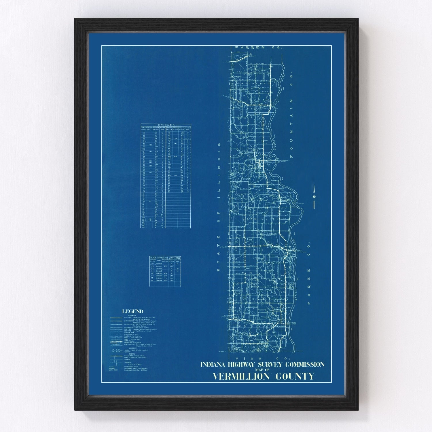 Vintage map of Vermillion County, Indiana, 1936