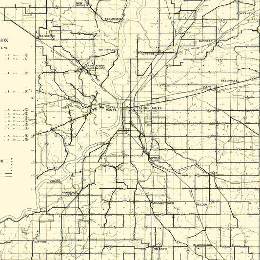 Vintage Map of Vigo County, Indiana, 1909